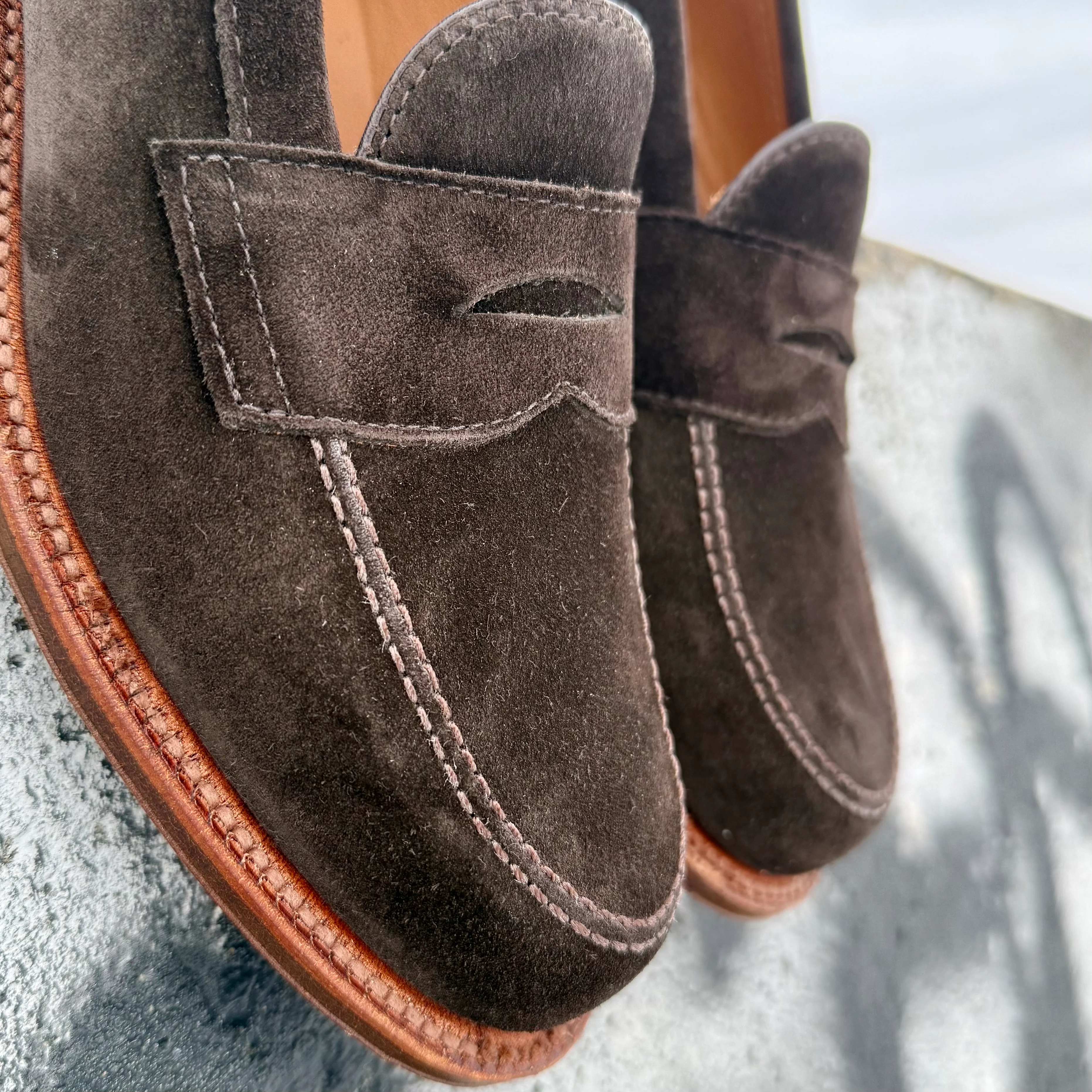 6176F - Penny Loafer in Dark Chocolate Suede - Image 4