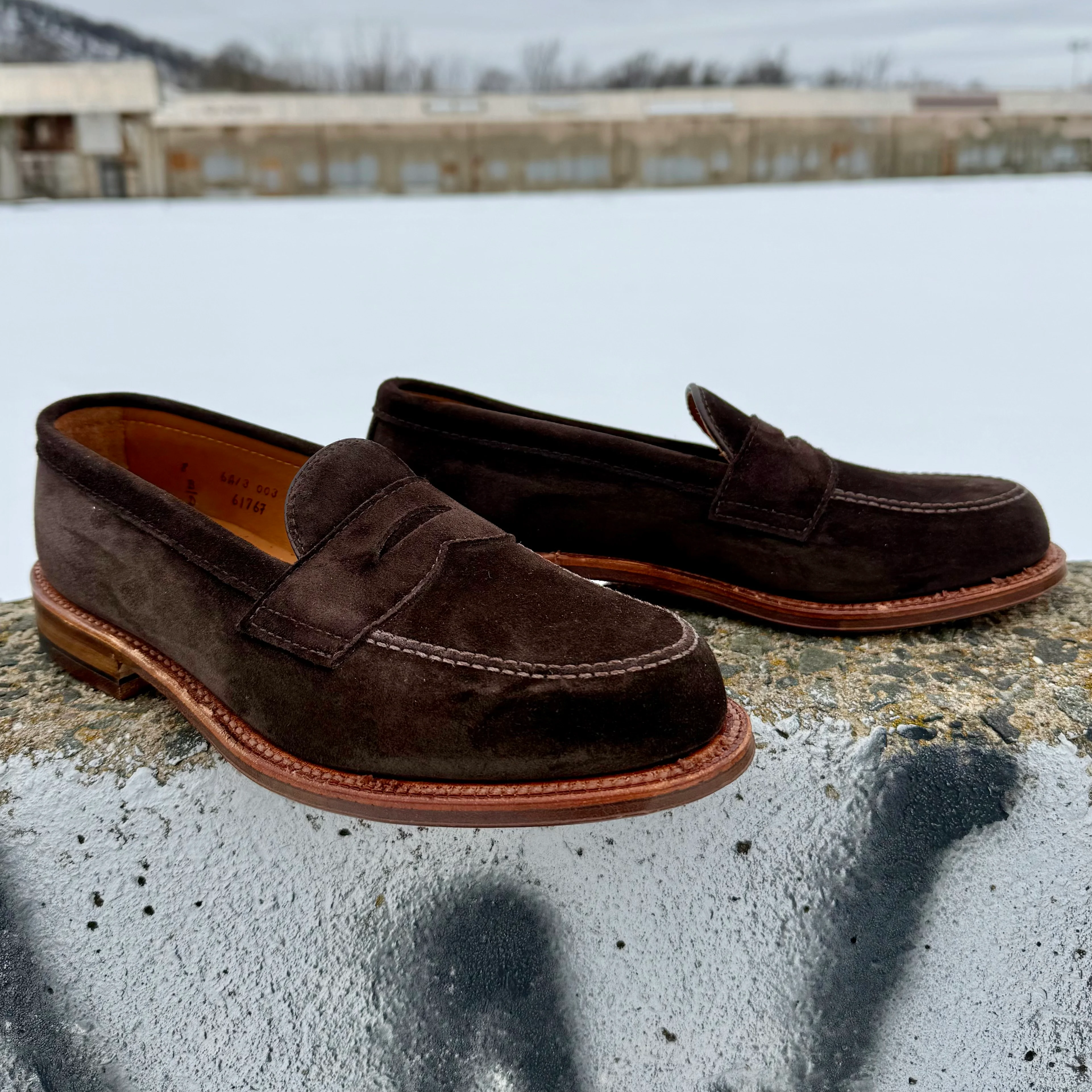 6176F - Penny Loafer in Dark Chocolate Suede - Image 5