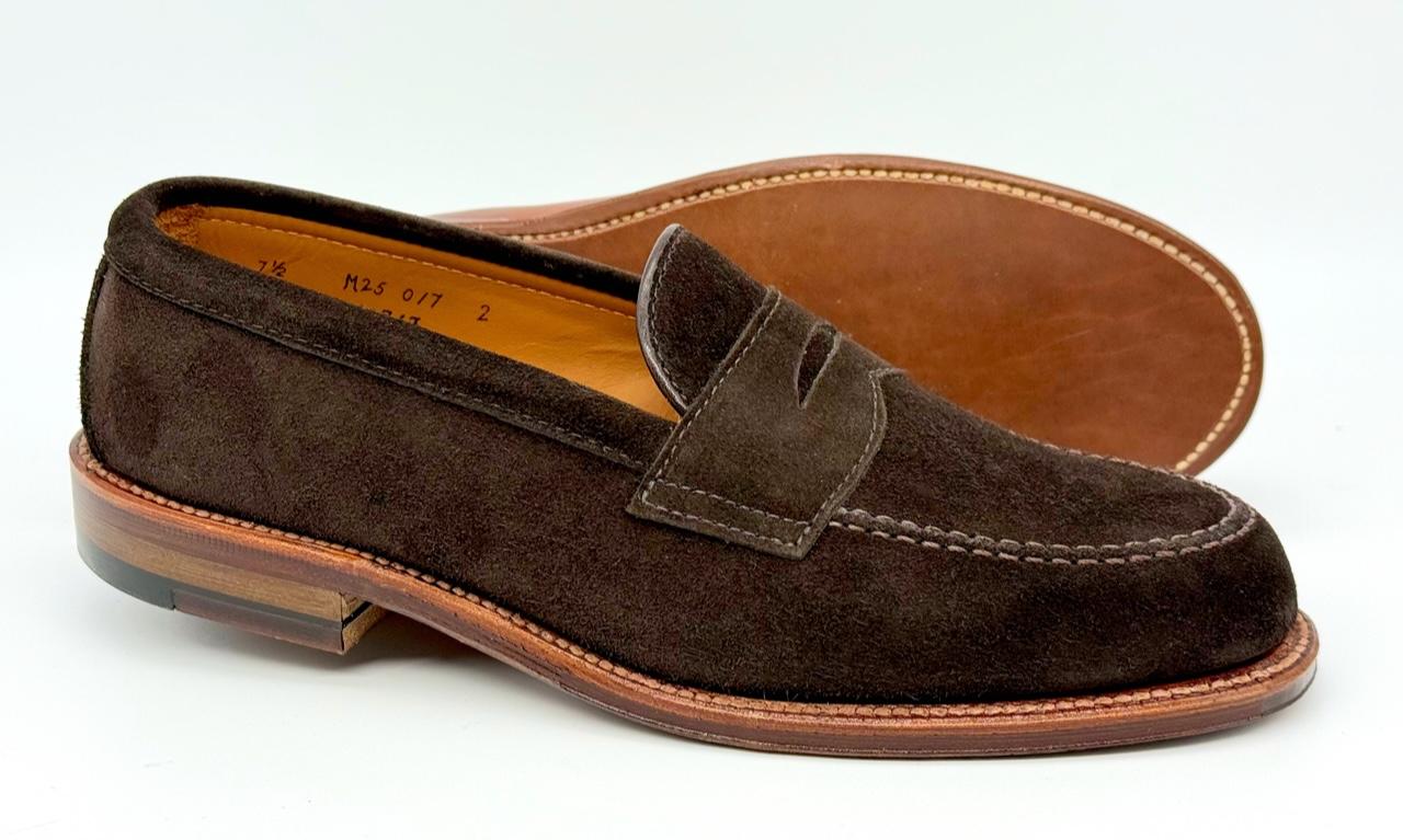 6176F - Penny Loafer in Dark Chocolate Suede - Image 6