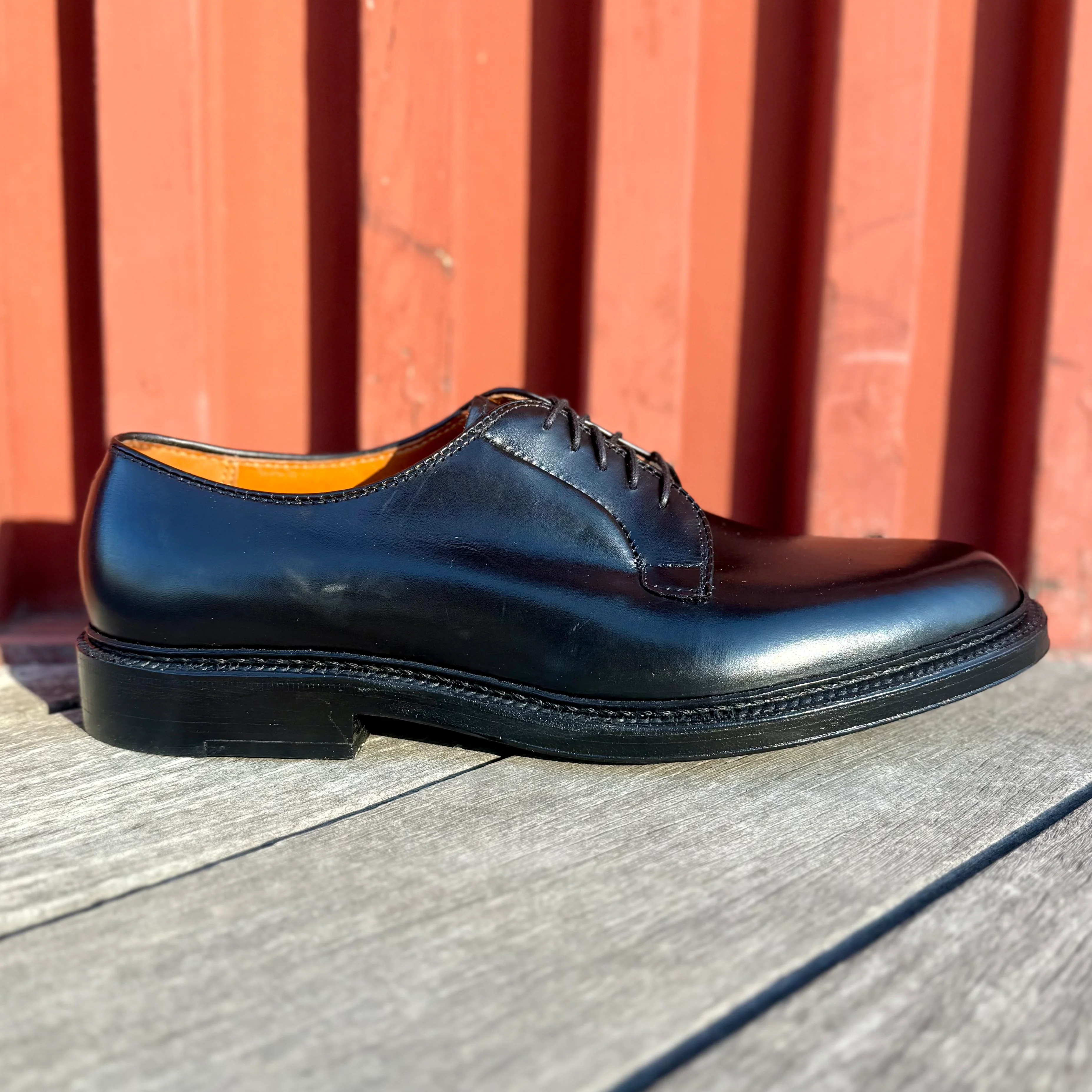 9909 - Black Calfskin Plain Toe Blucher - Image 7