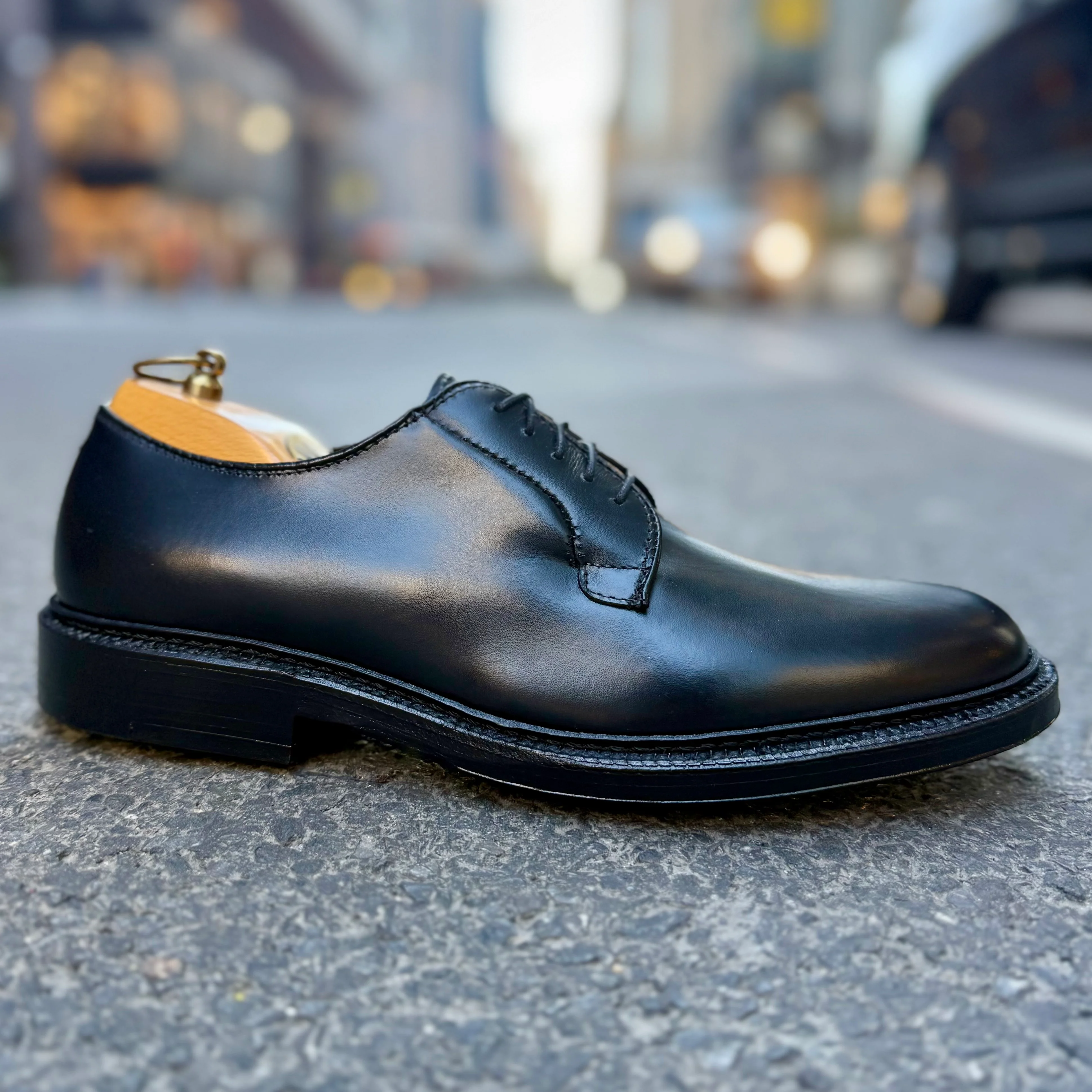 9909 - Black Calfskin Plain Toe Blucher - Image 9