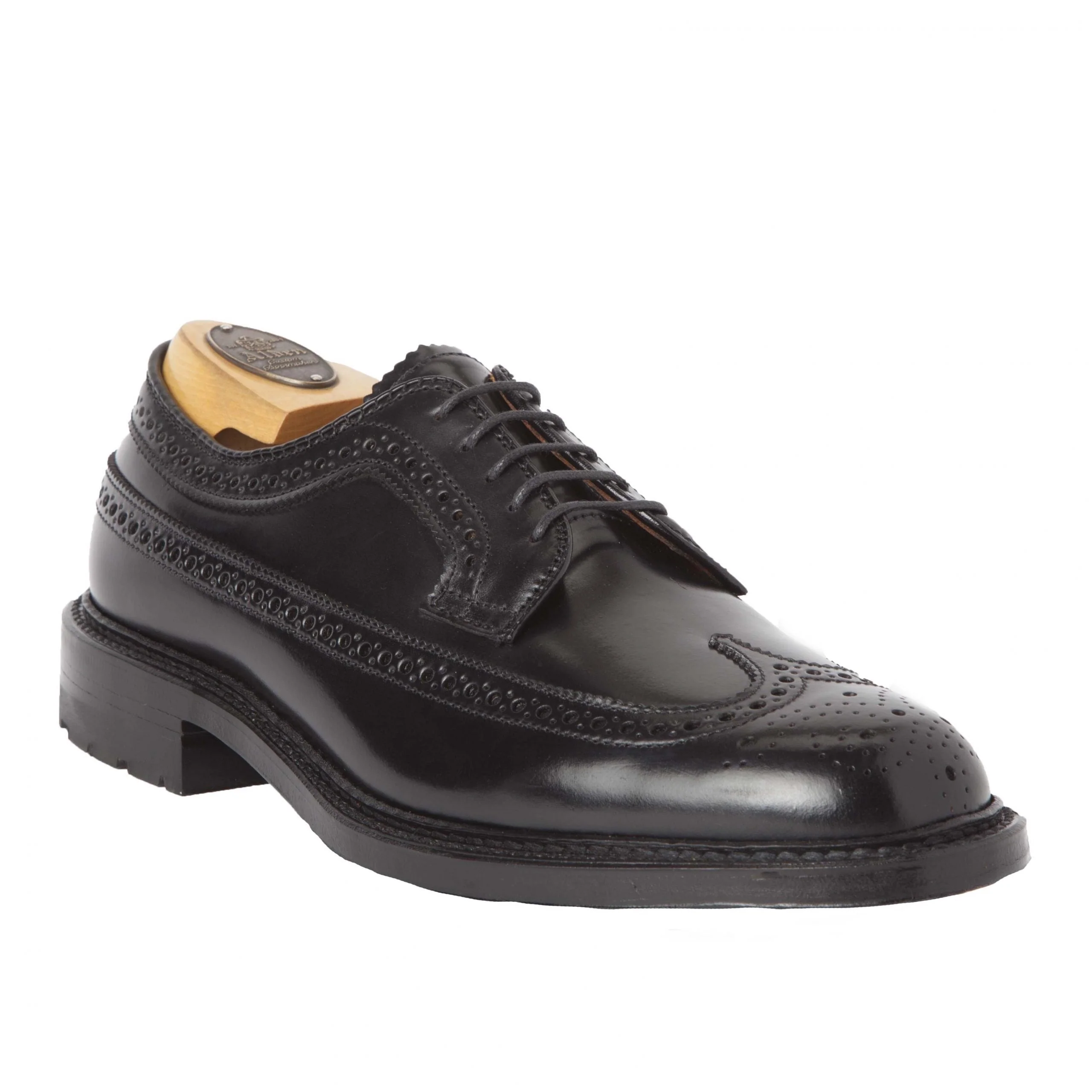 9751C - Long Wing Blucher w Commando Sole in Black Shell - Image 3
