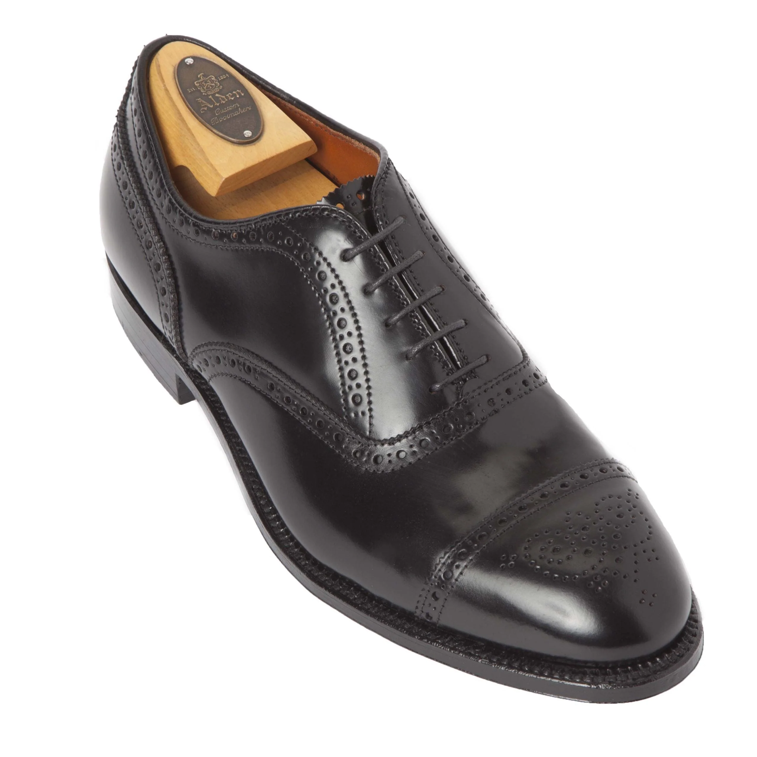 9841 - Medallion Cap Toe Bal in Black Shell Cordovan - Image 4