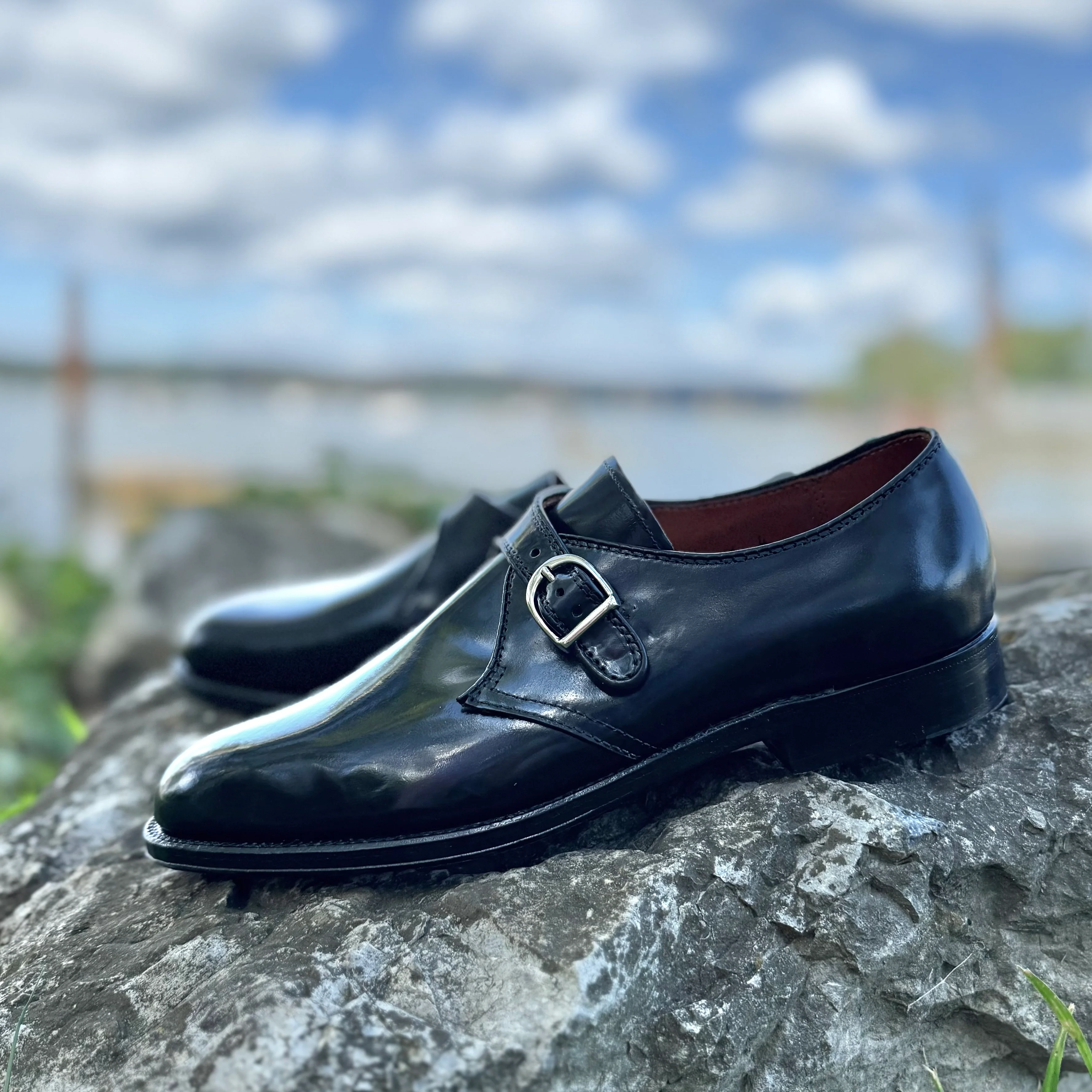 1655 - Monk Strap  Black in Shell Cordovan - Image 3