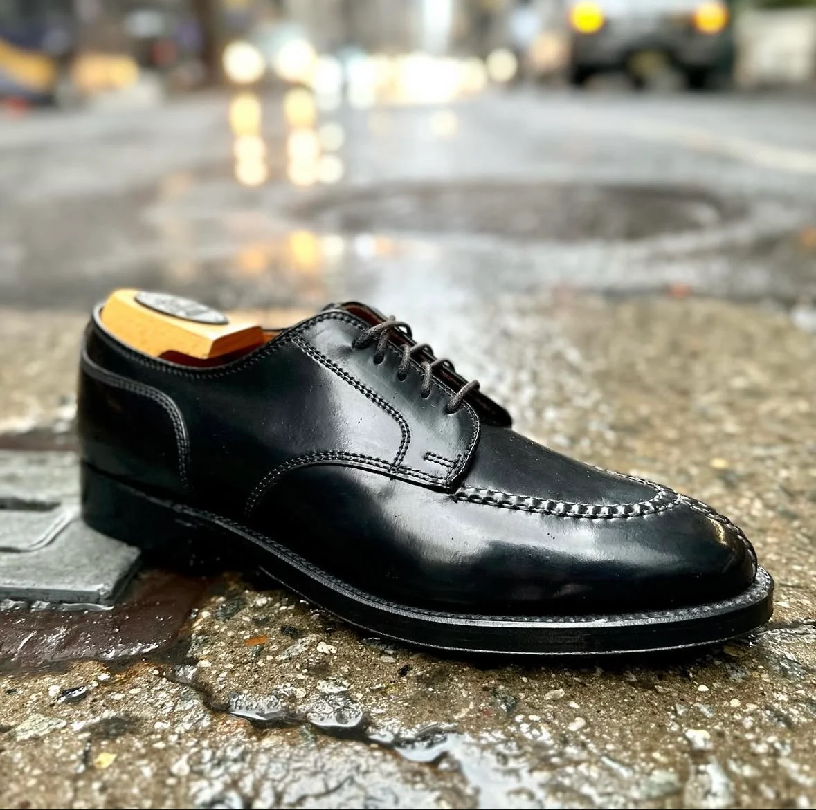 2211 - Norwegian Split Toe Blucher in Black Shell Cordovan