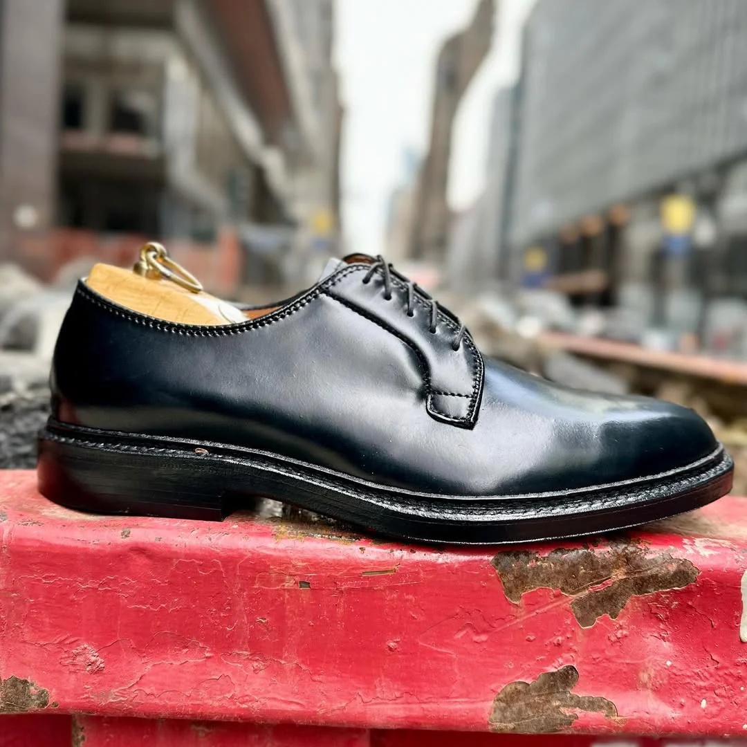 9901 - Plain Toe Blucher Black in Shell Cordovan
