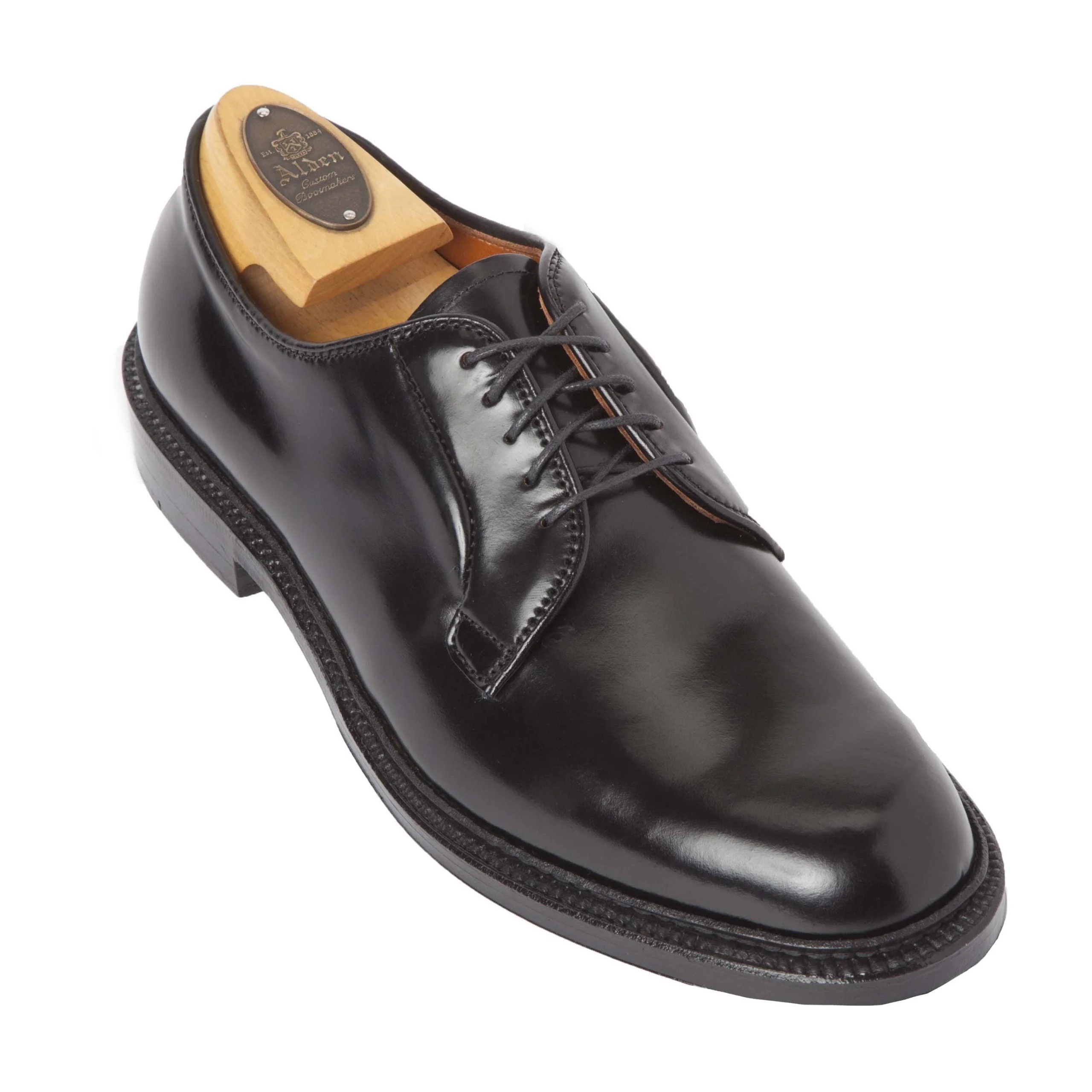 9901C -  Plain Toe Blucher with Commando Sole in Black Shell - Image 6