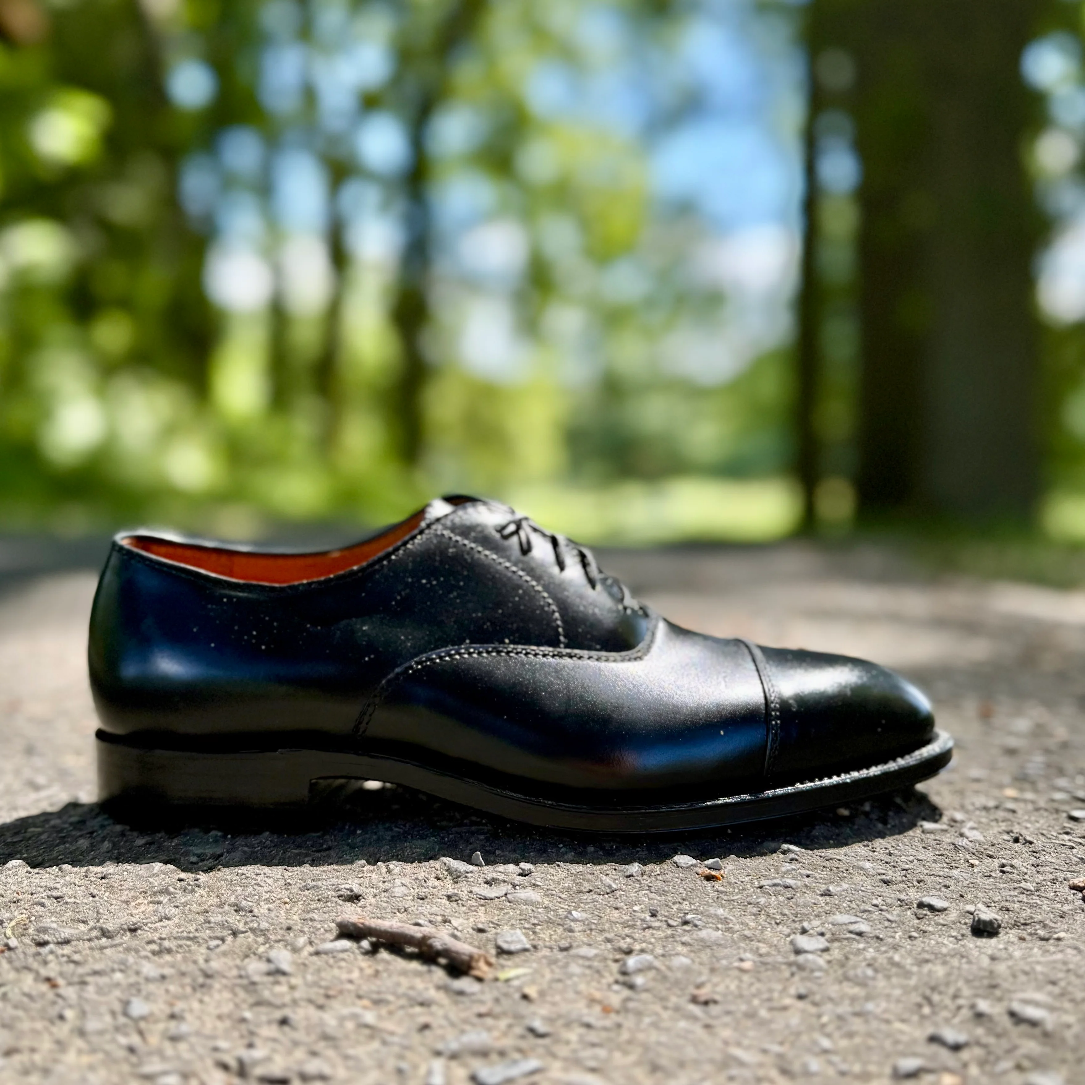 907 - Straight Tip Bal in Black Calfskin - Image 2